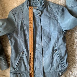 Blue Women's Leather Jacket